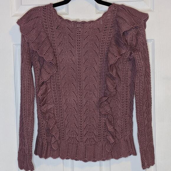 Pink Thread RP Everyday Shop Ruffle Pointelle Sweater XS - Picture 12 of 13